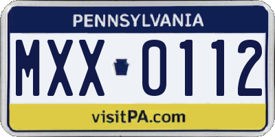 PA license plate MXX0112
