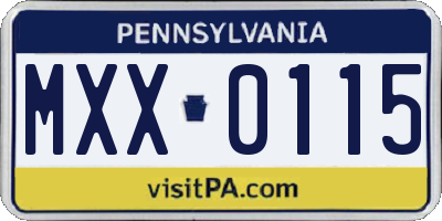 PA license plate MXX0115