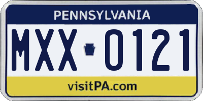 PA license plate MXX0121