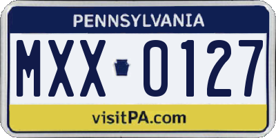 PA license plate MXX0127