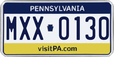 PA license plate MXX0130