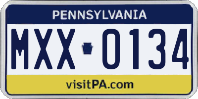 PA license plate MXX0134