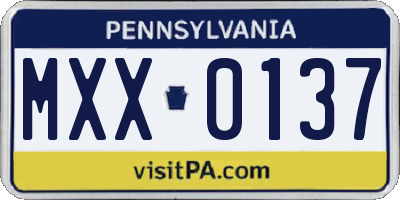 PA license plate MXX0137