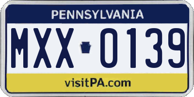 PA license plate MXX0139