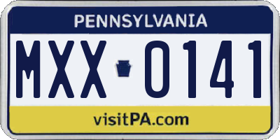 PA license plate MXX0141