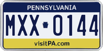 PA license plate MXX0144