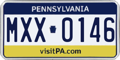 PA license plate MXX0146