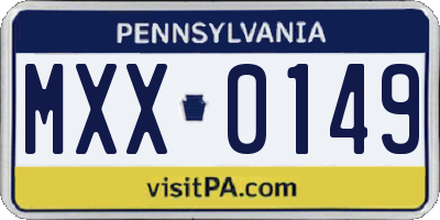 PA license plate MXX0149