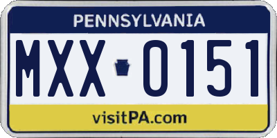 PA license plate MXX0151
