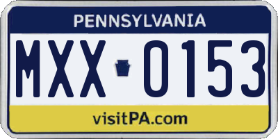 PA license plate MXX0153