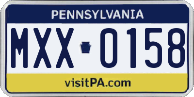 PA license plate MXX0158