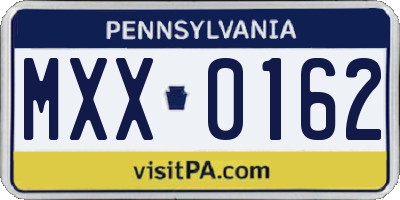 PA license plate MXX0162