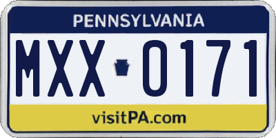 PA license plate MXX0171