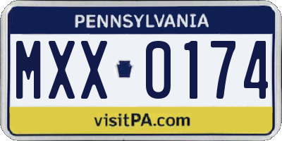 PA license plate MXX0174