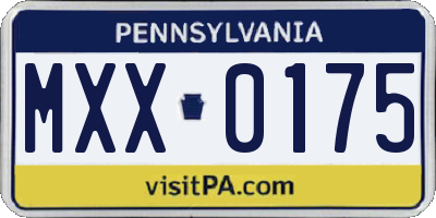 PA license plate MXX0175