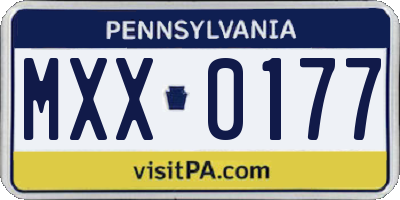 PA license plate MXX0177
