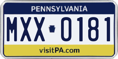 PA license plate MXX0181