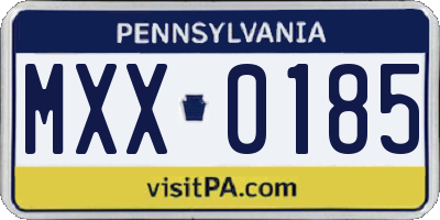PA license plate MXX0185