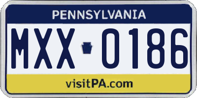 PA license plate MXX0186