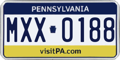 PA license plate MXX0188