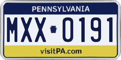 PA license plate MXX0191