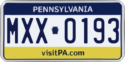 PA license plate MXX0193