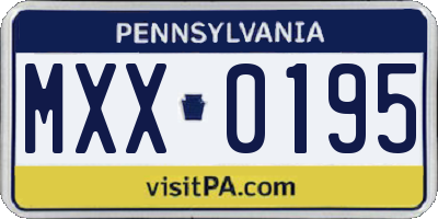 PA license plate MXX0195