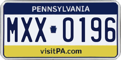 PA license plate MXX0196