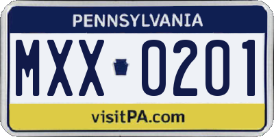PA license plate MXX0201