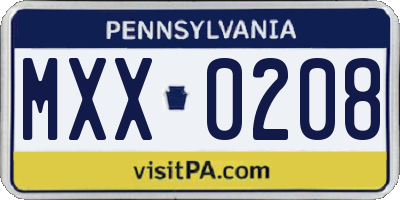 PA license plate MXX0208