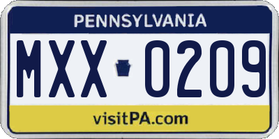 PA license plate MXX0209