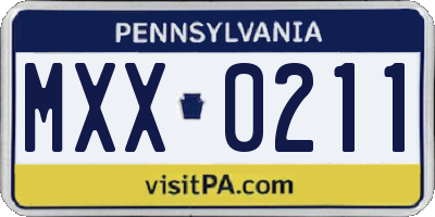 PA license plate MXX0211