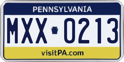 PA license plate MXX0213