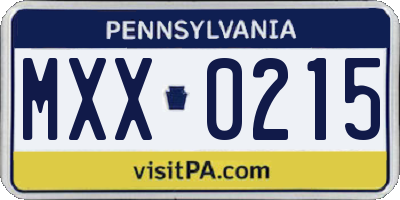 PA license plate MXX0215