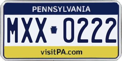 PA license plate MXX0222