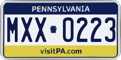 PA license plate MXX0223