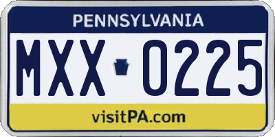 PA license plate MXX0225