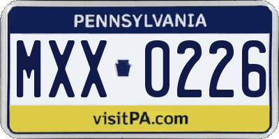 PA license plate MXX0226