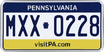 PA license plate MXX0228