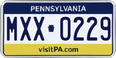 PA license plate MXX0229