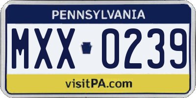 PA license plate MXX0239