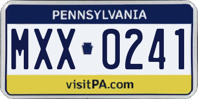 PA license plate MXX0241