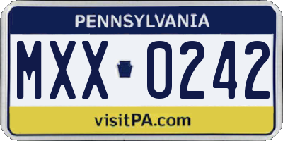PA license plate MXX0242