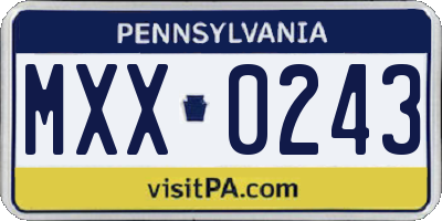 PA license plate MXX0243