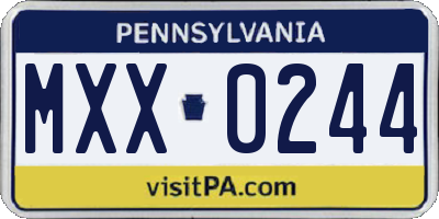 PA license plate MXX0244