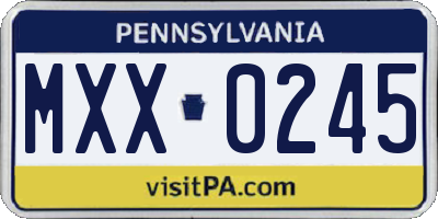 PA license plate MXX0245