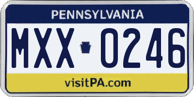 PA license plate MXX0246