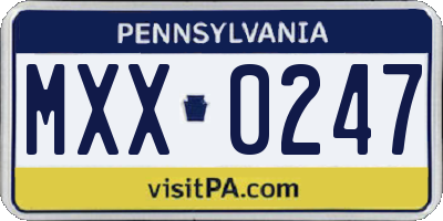 PA license plate MXX0247