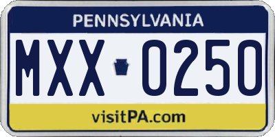 PA license plate MXX0250