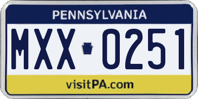 PA license plate MXX0251